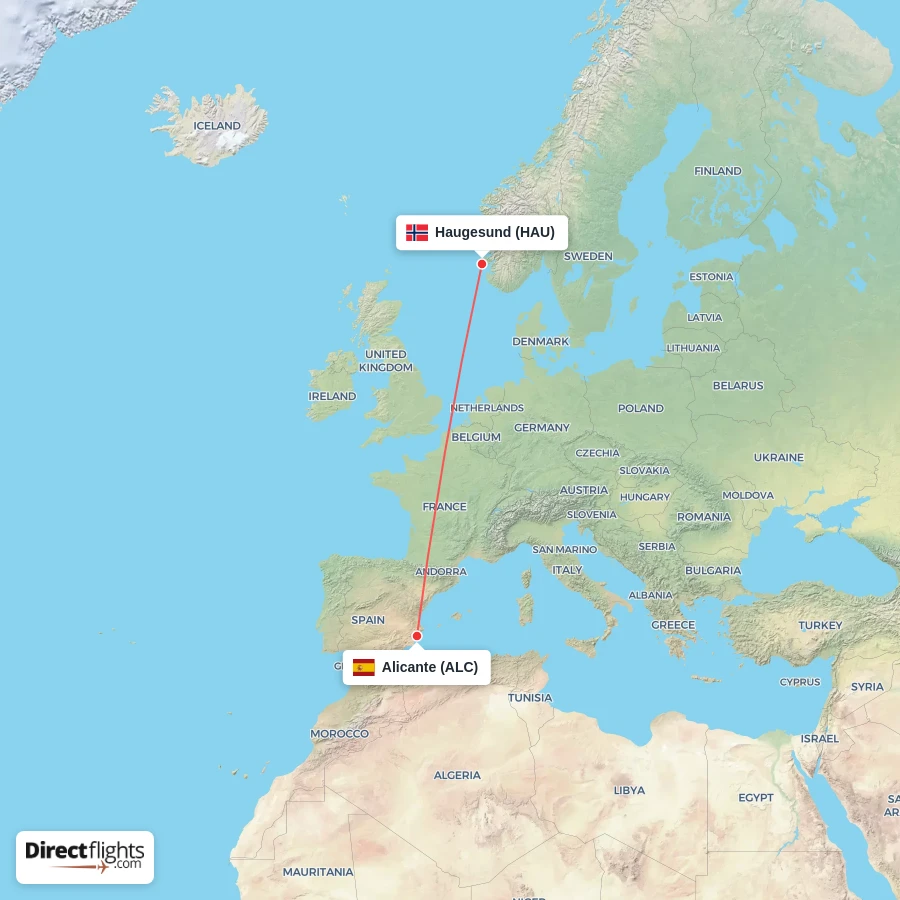ALC - HAU route map