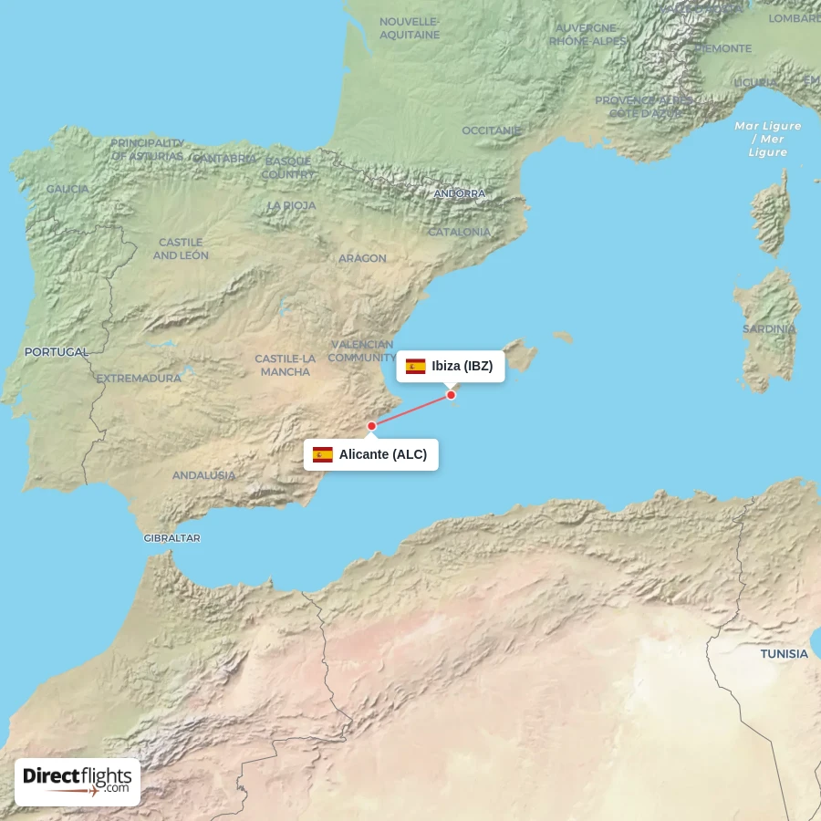 ALC - IBZ route map