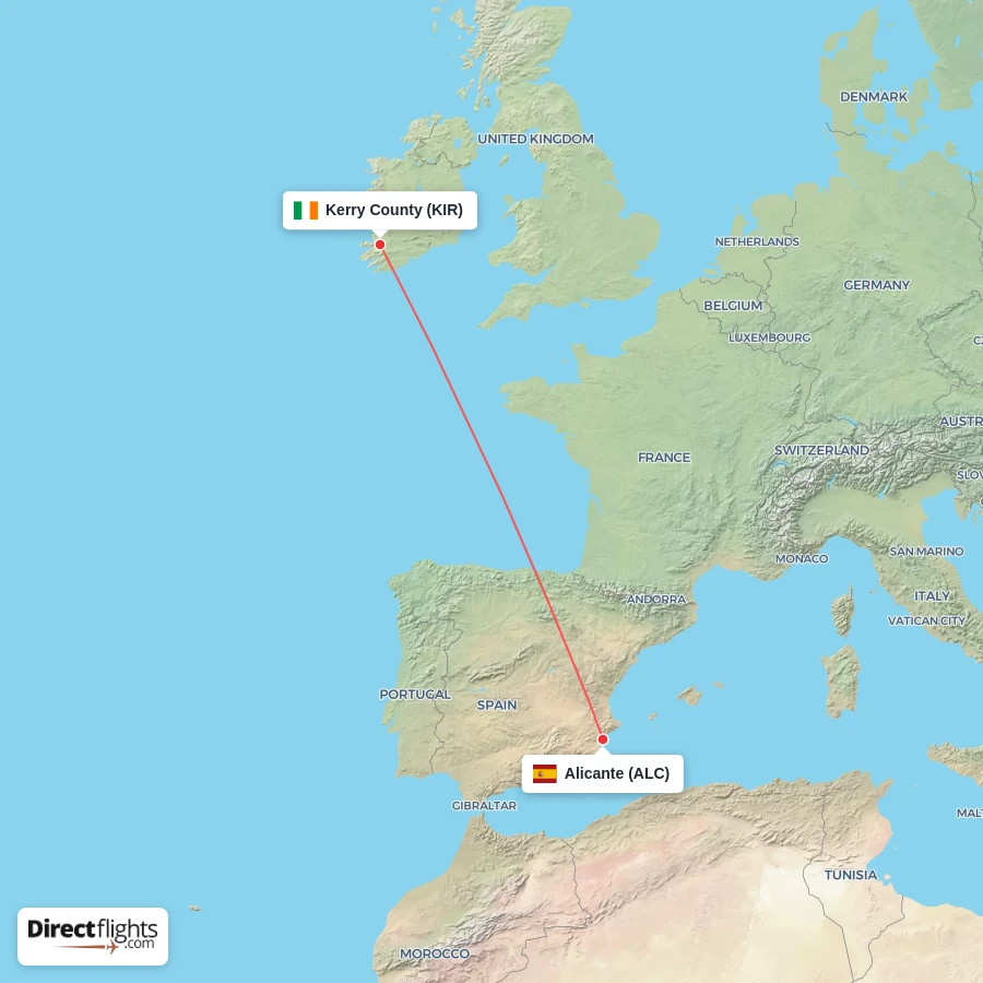 ALC - KIR route map