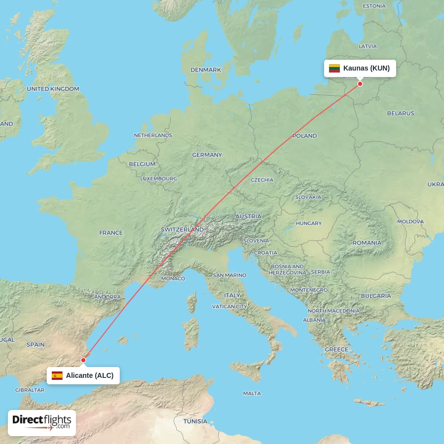 ALC - KUN route map