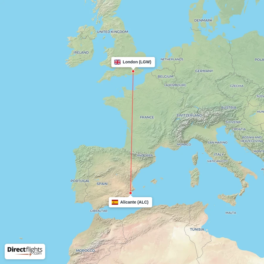 ALC - LGW route map