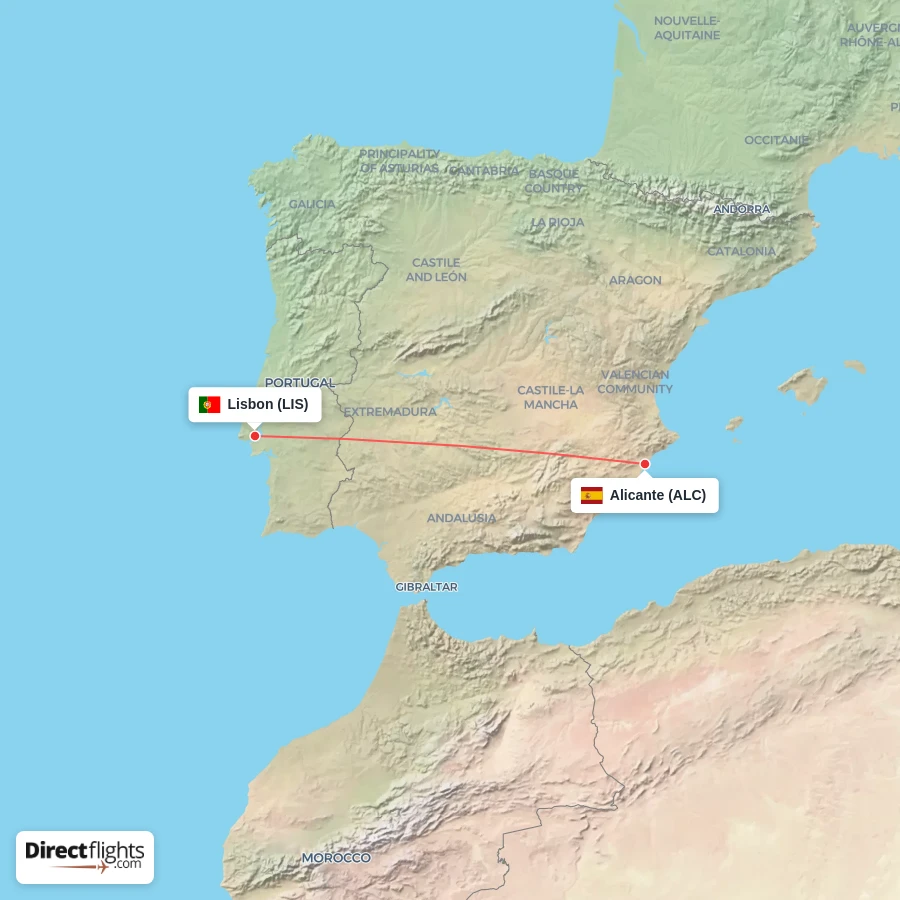 ALC - LIS route map