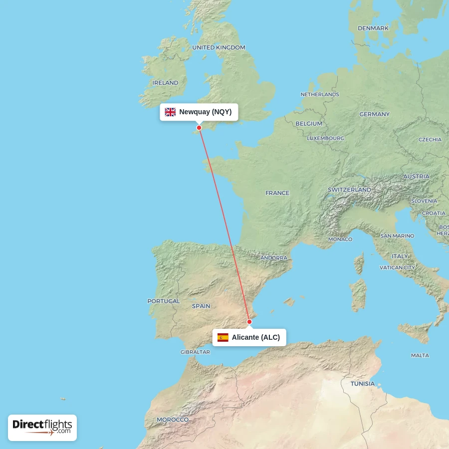 ALC - NQY route map