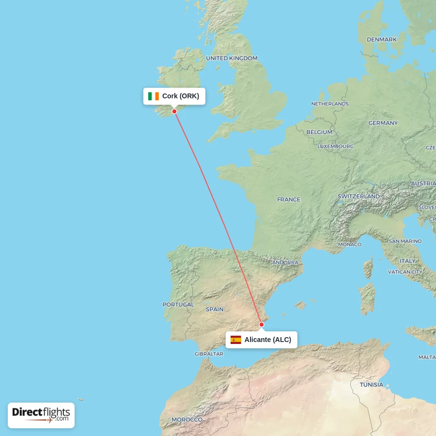 ALC - ORK route map