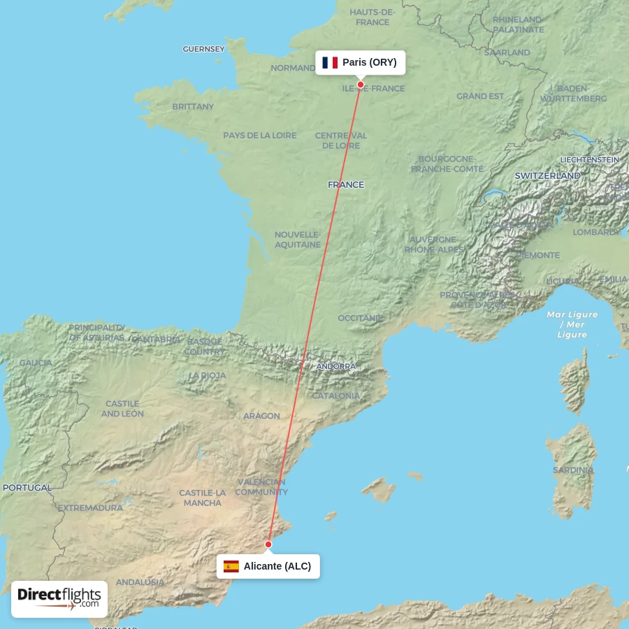 ALC - ORY route map