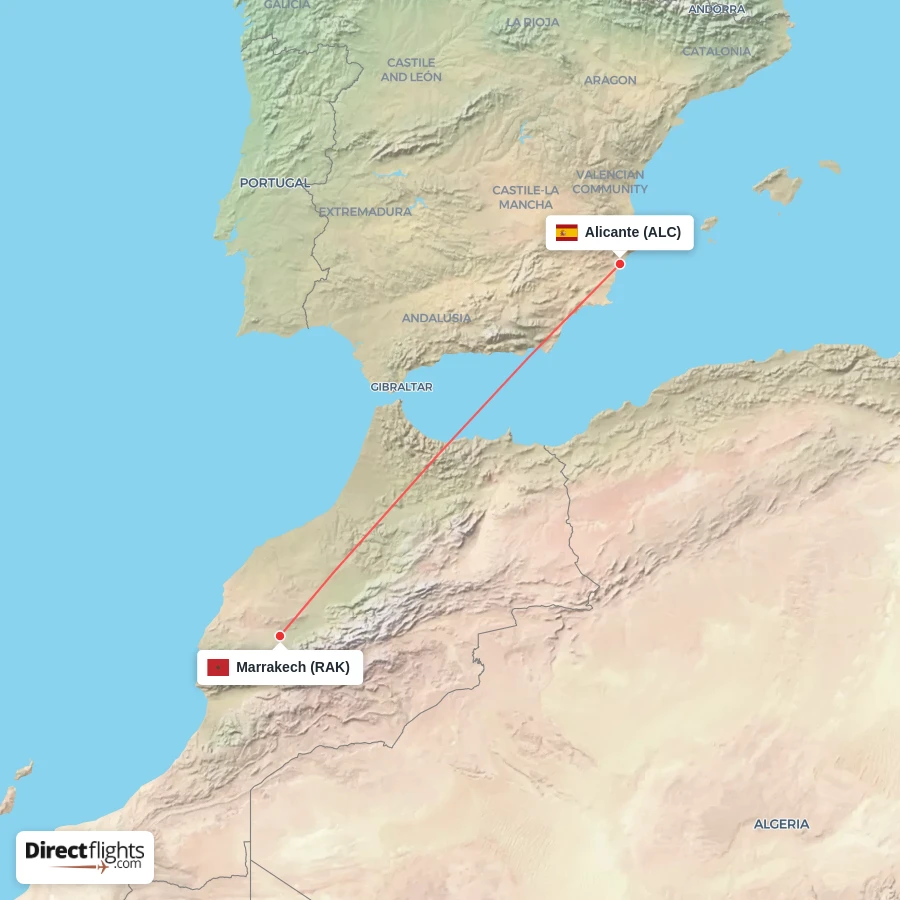ALC - RAK route map