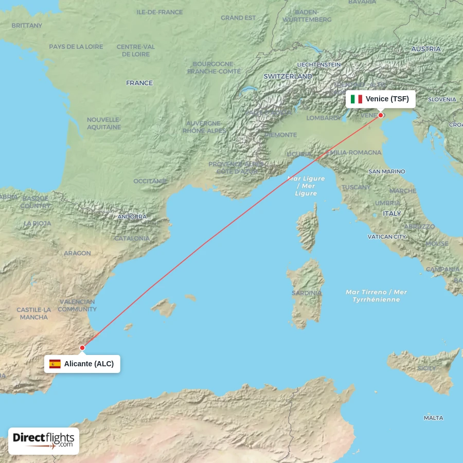 ALC - TSF route map