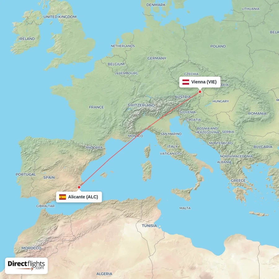 ALC - VIE route map