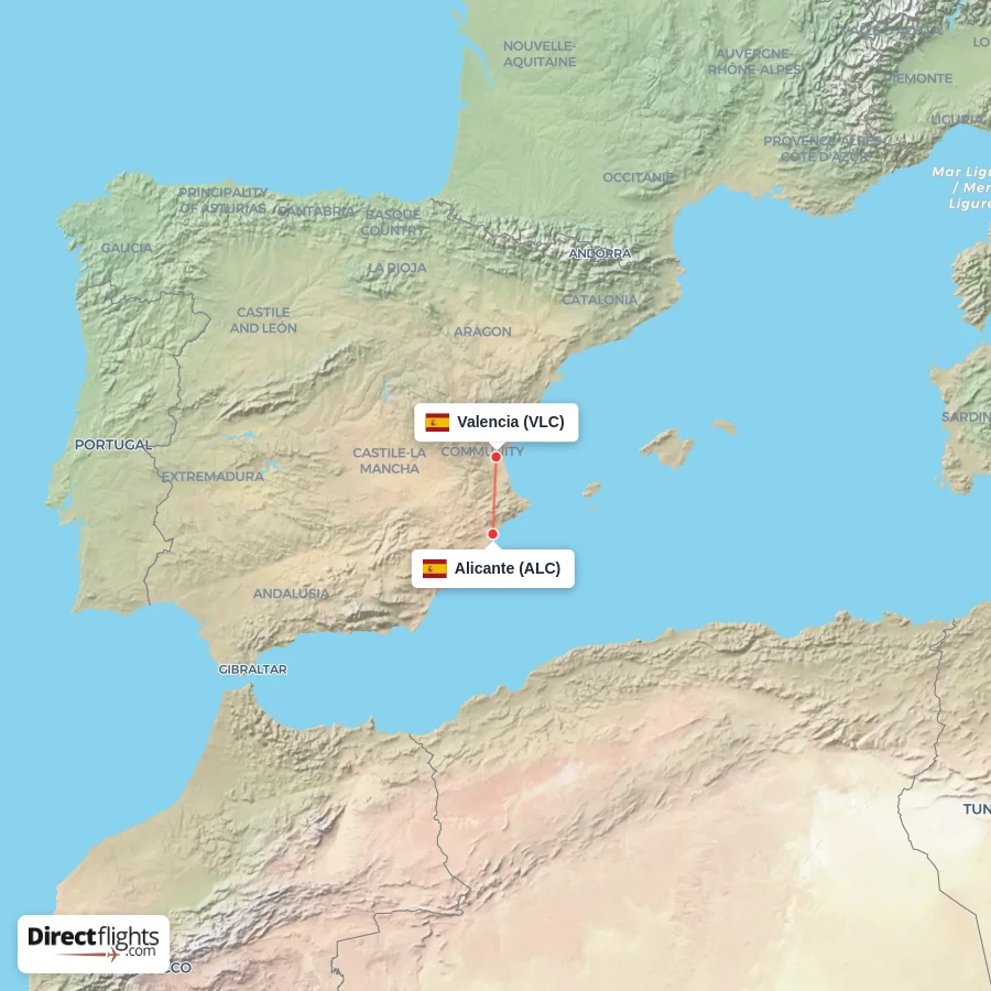 ALC - VLC route map