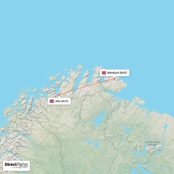 Alta - Batsfjord direct flight map