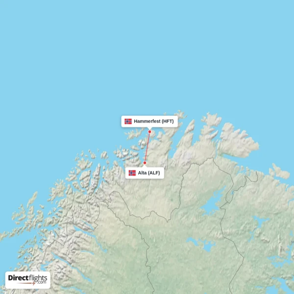 Alta - Hammerfest direct flight map