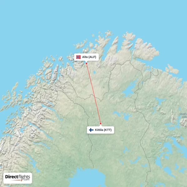 Alta - Kittila direct flight map