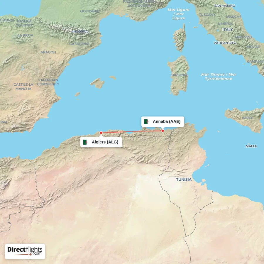 ALG - AAE route map