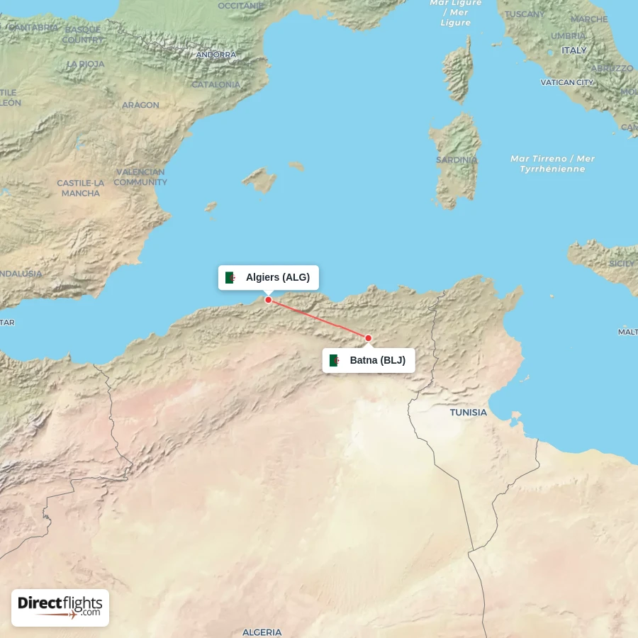 ALG - BLJ route map