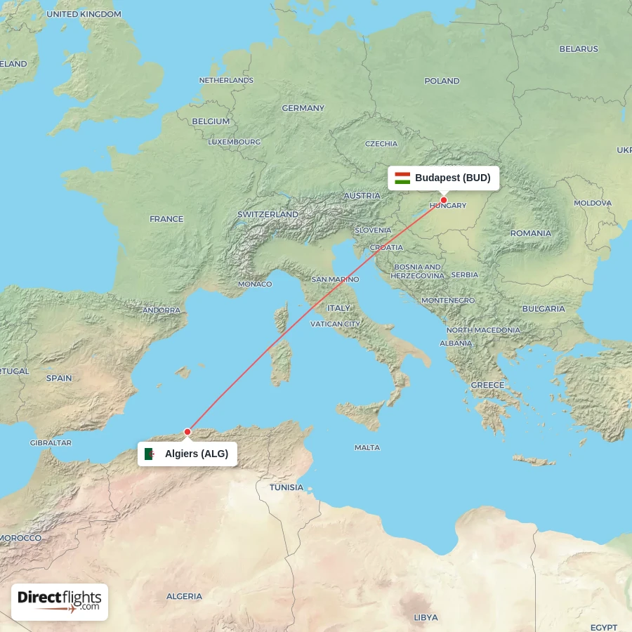 ALG - BUD route map