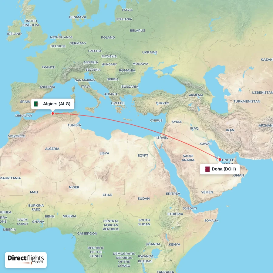 ALG - DOH route map