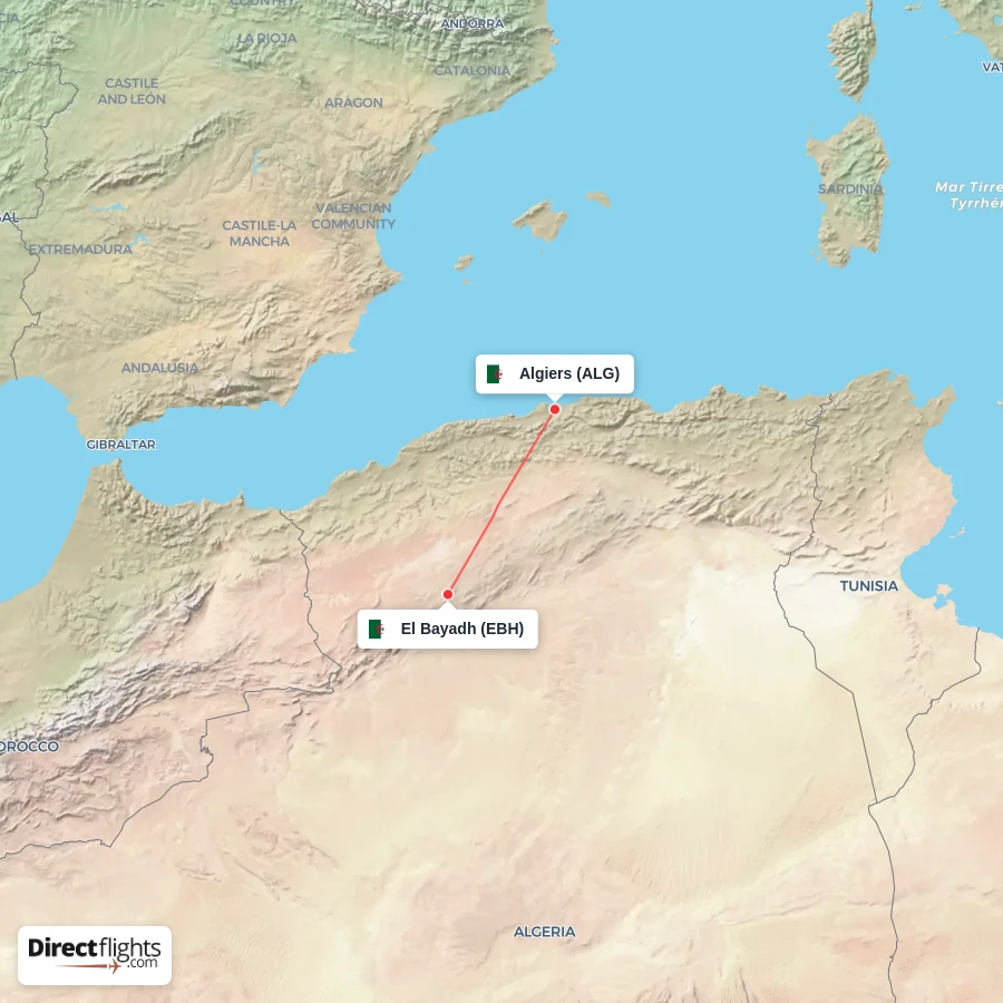 ALG - EBH route map