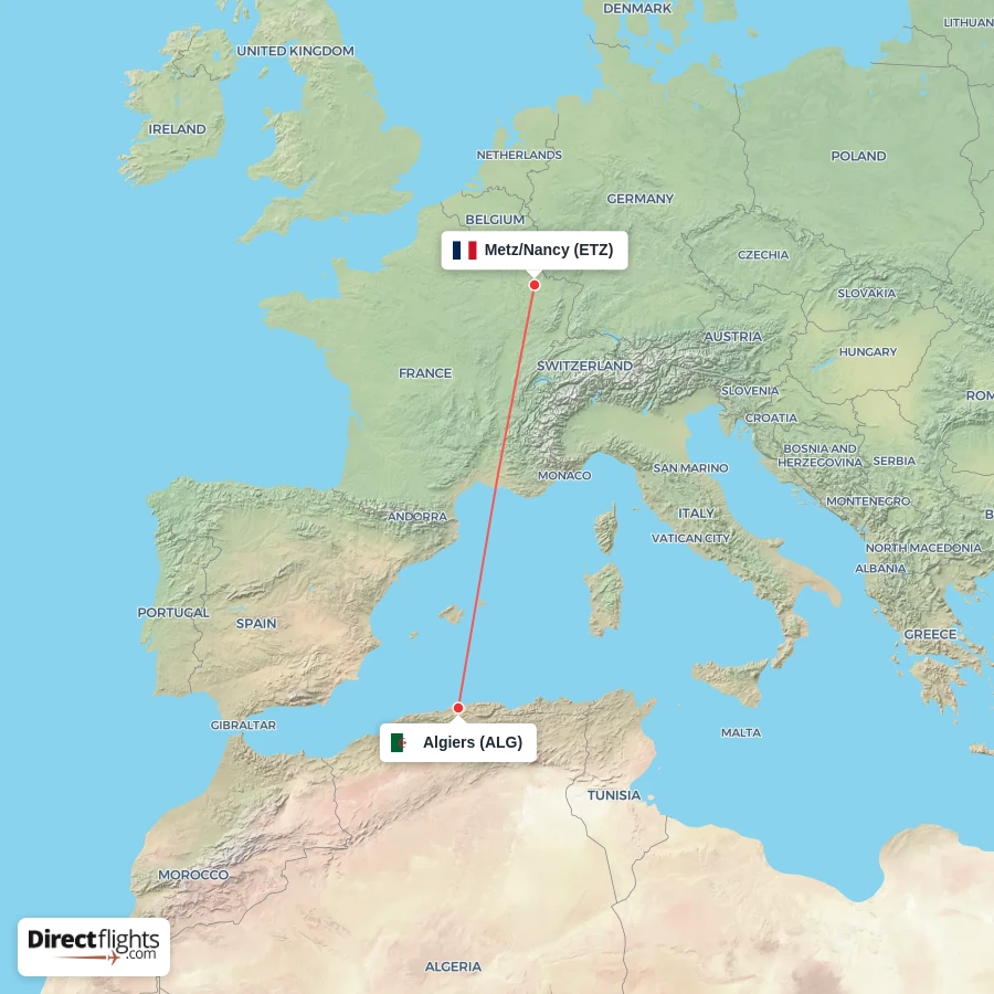 ALG - ETZ route map
