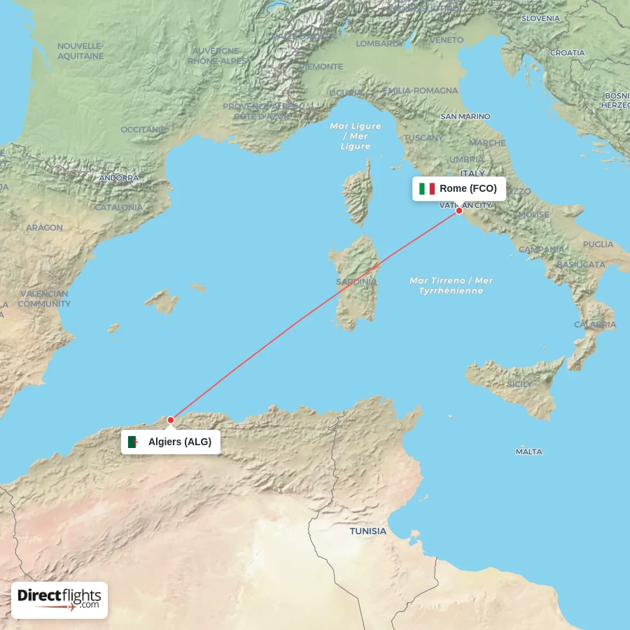 ALG - FCO route map
