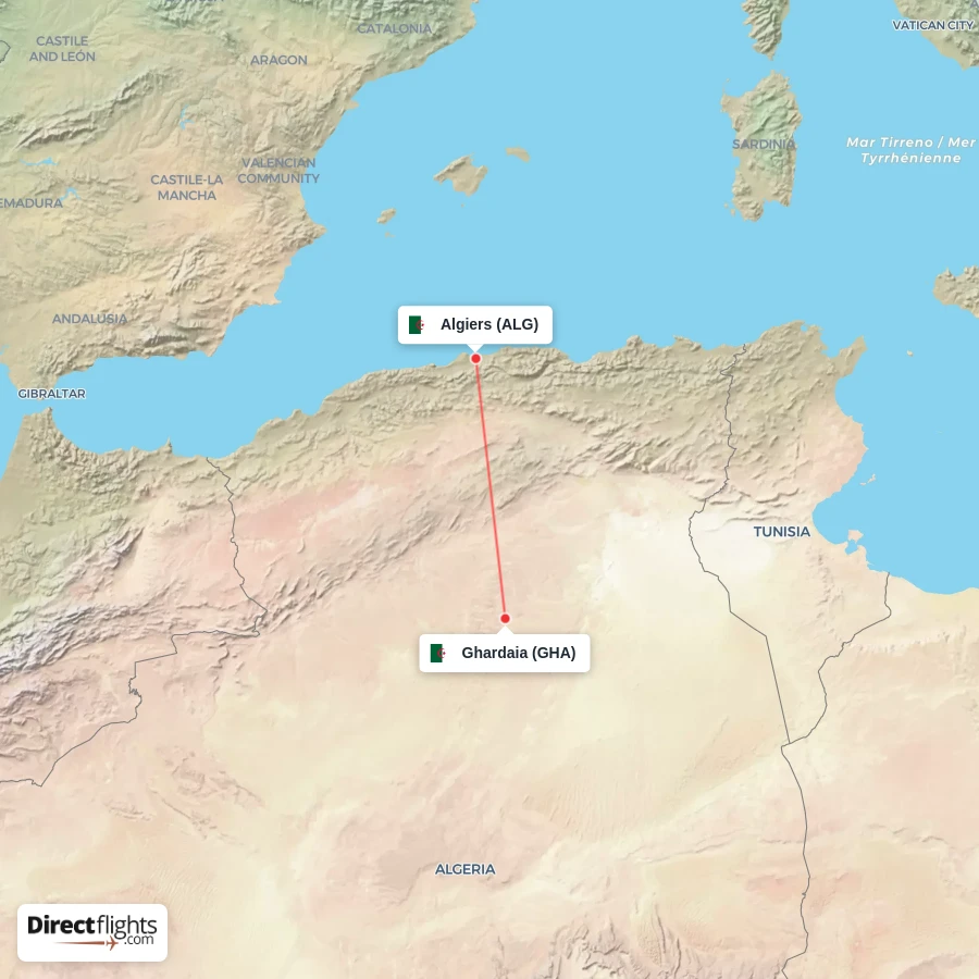 ALG - GHA route map