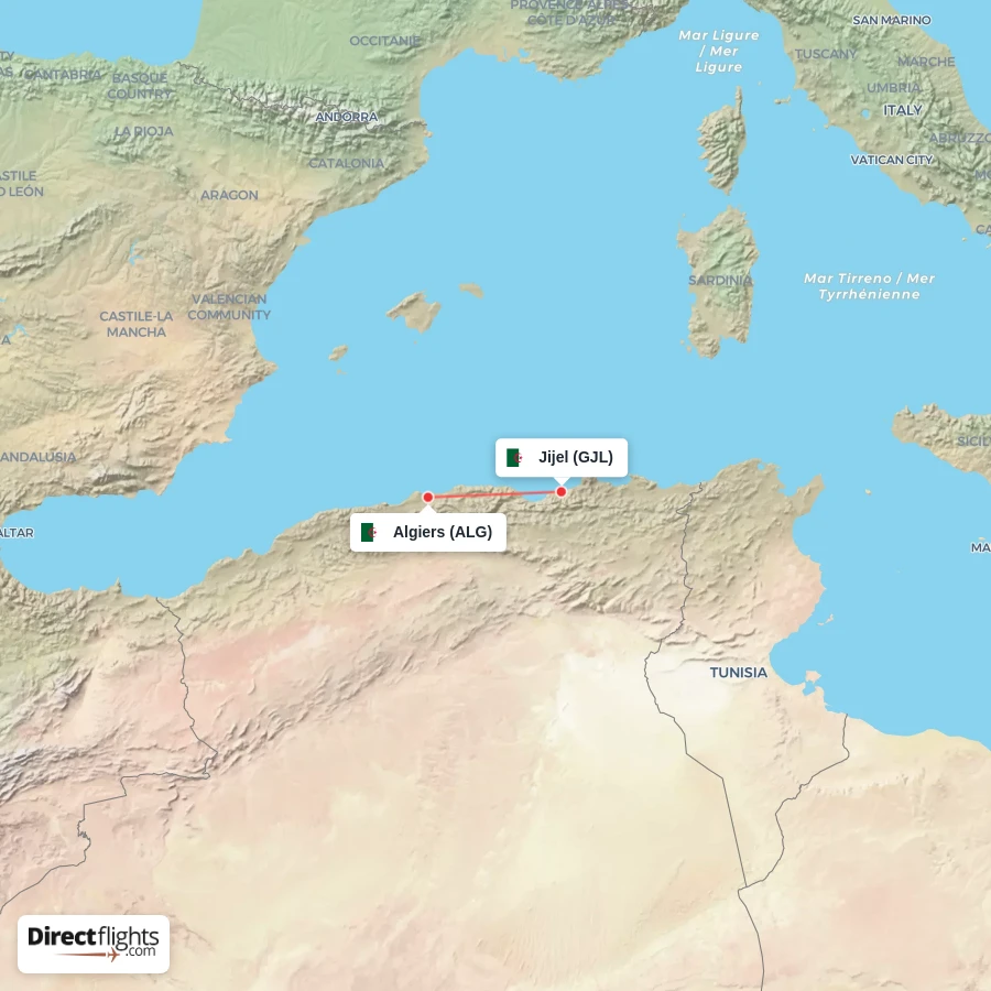 ALG - GJL route map
