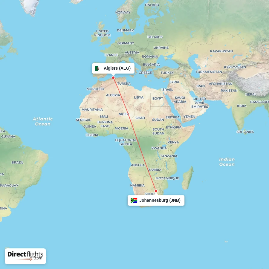 ALG - JNB route map