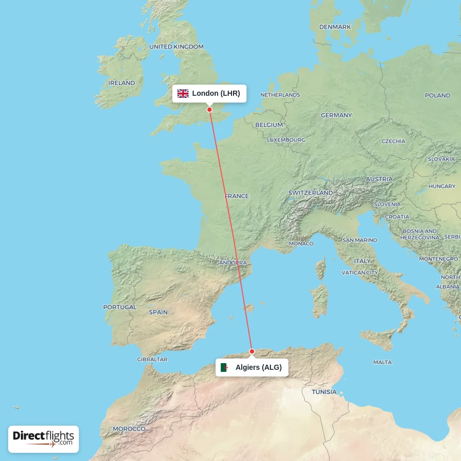 ALG - LHR route map