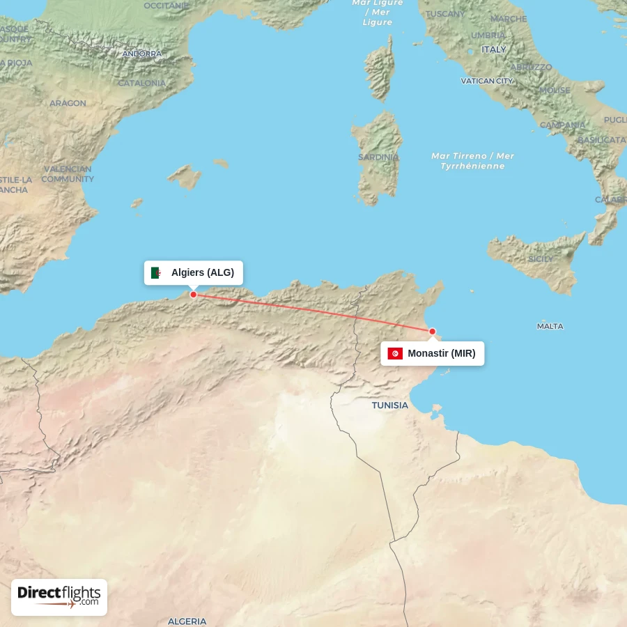 ALG - MIR route map