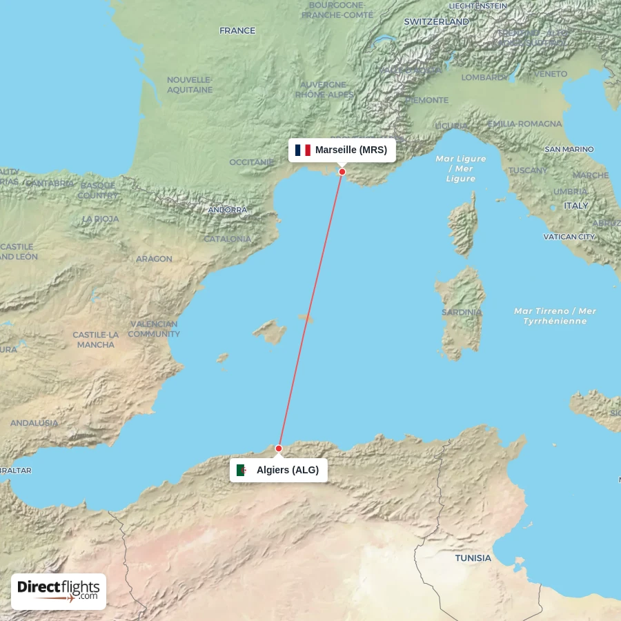 ALG - MRS route map