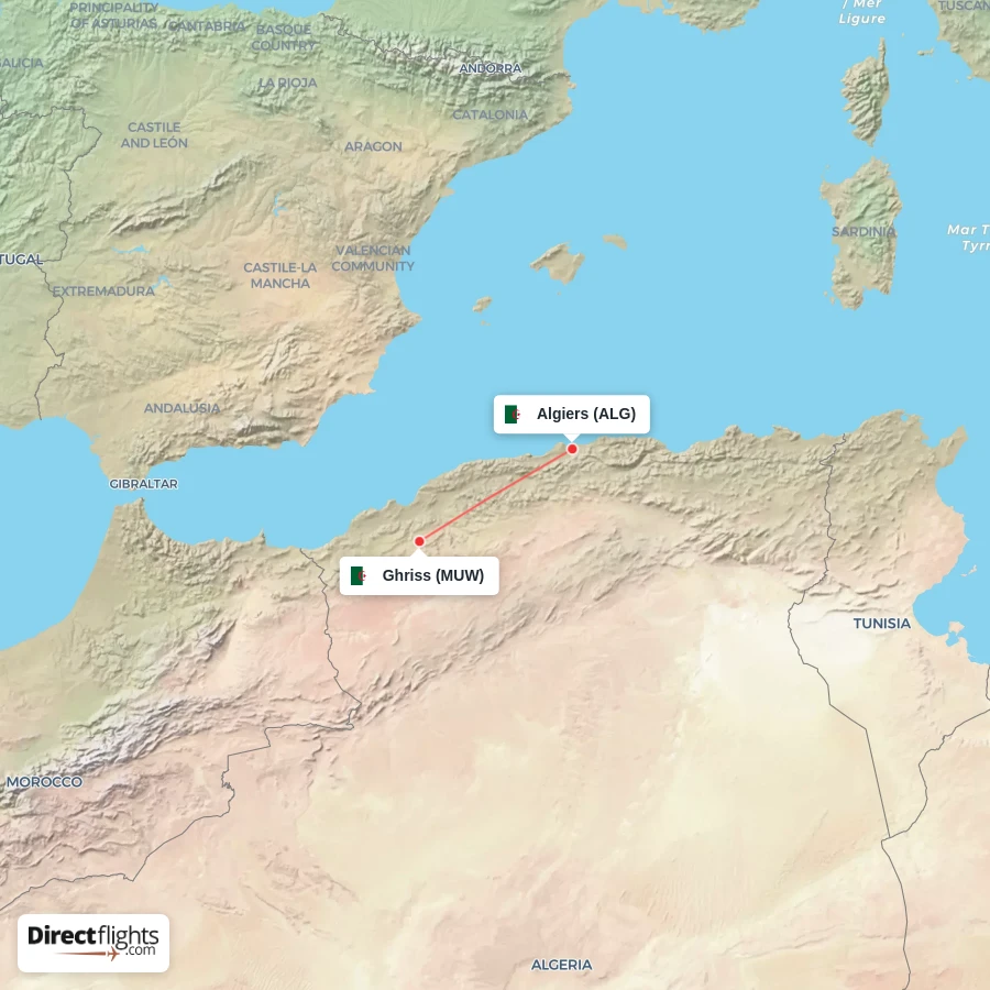ALG - MUW route map
