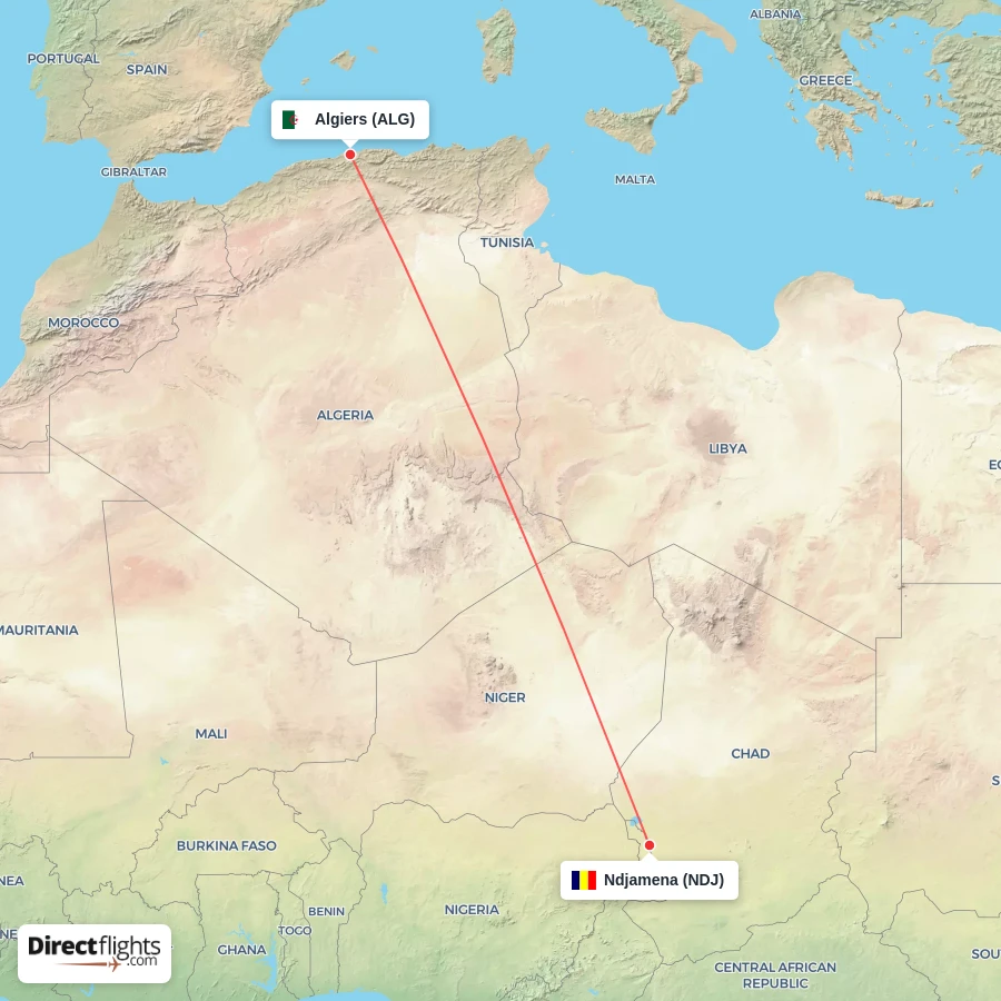 ALG - NDJ route map