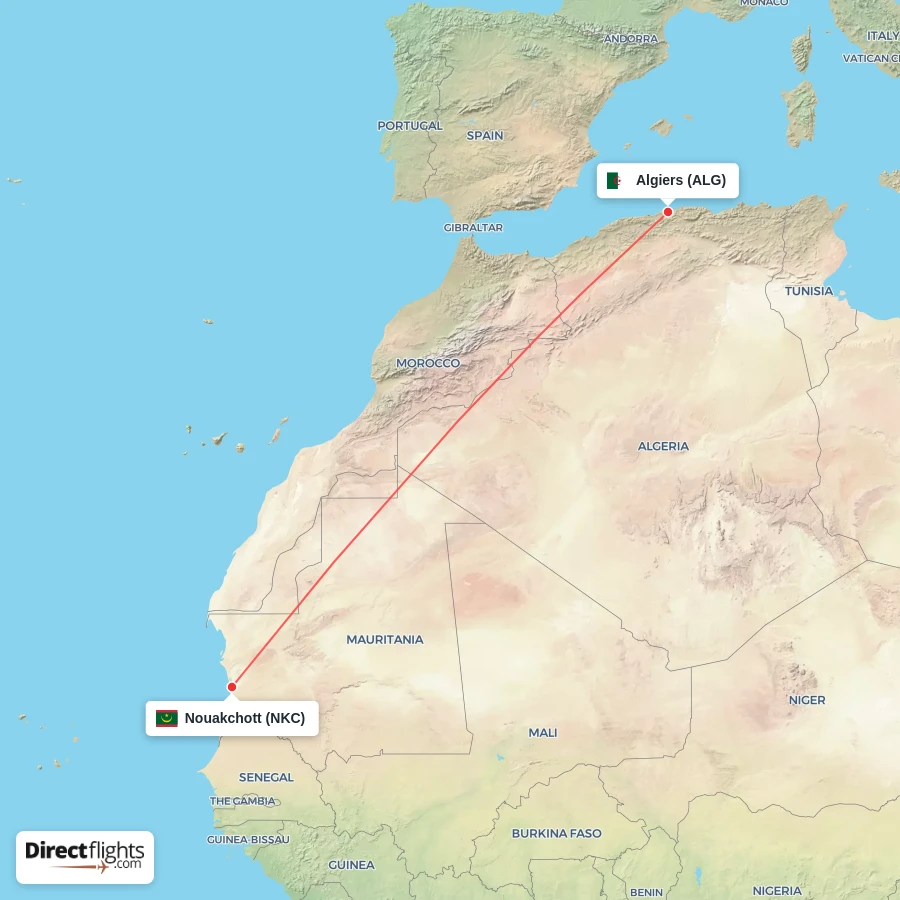 ALG - NKC route map