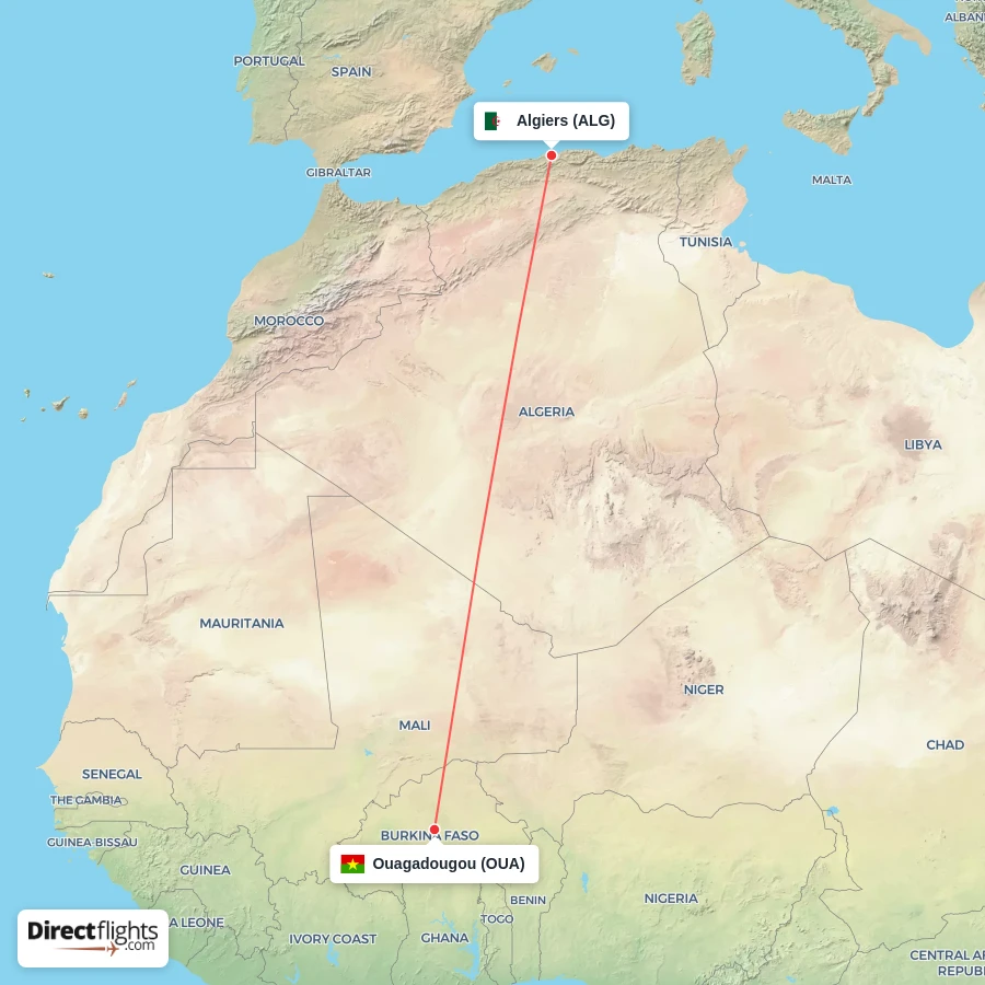 ALG - OUA route map