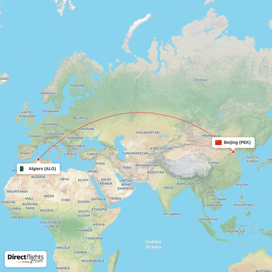 ALG - PEK route map