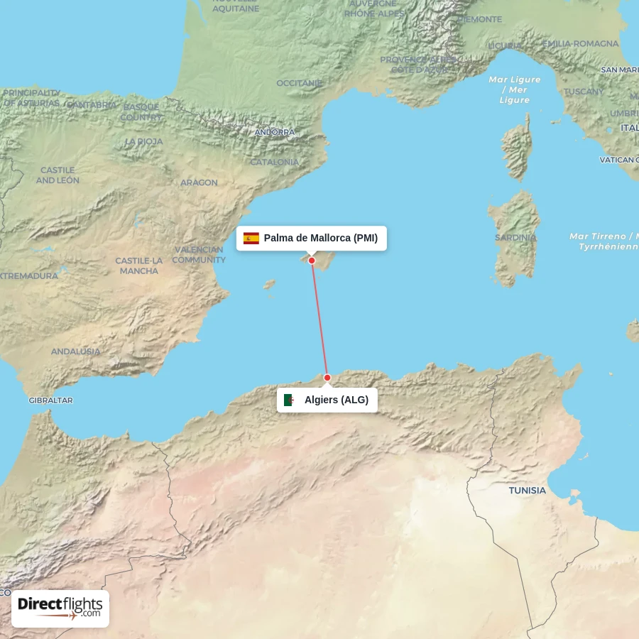 ALG - PMI route map