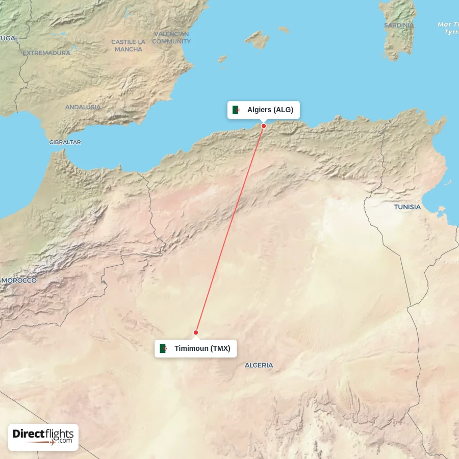 ALG - TMX route map