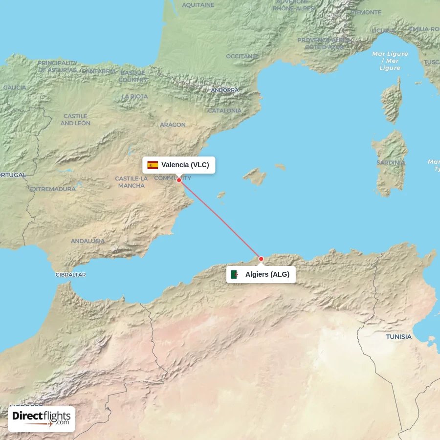 ALG - VLC route map