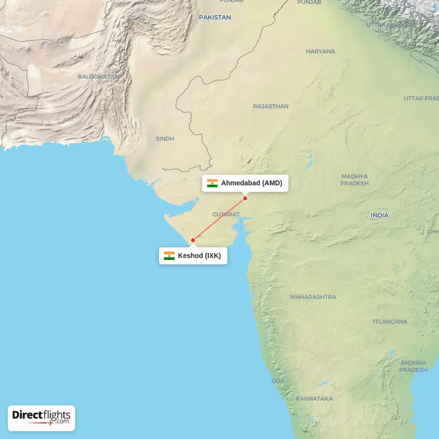 AMD - IXK route map