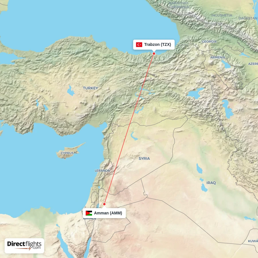 AMM - TZX route map