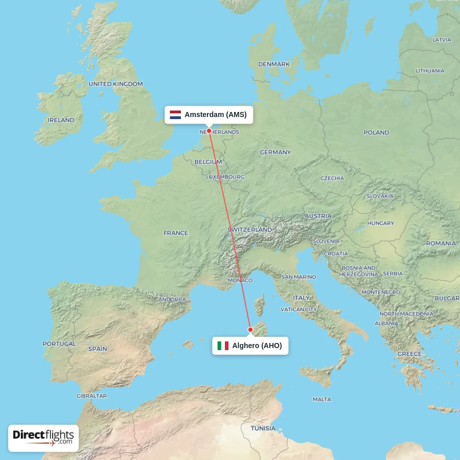 AMS - AHO route map