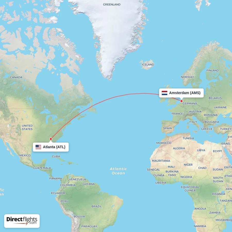 AMS - ATL route map
