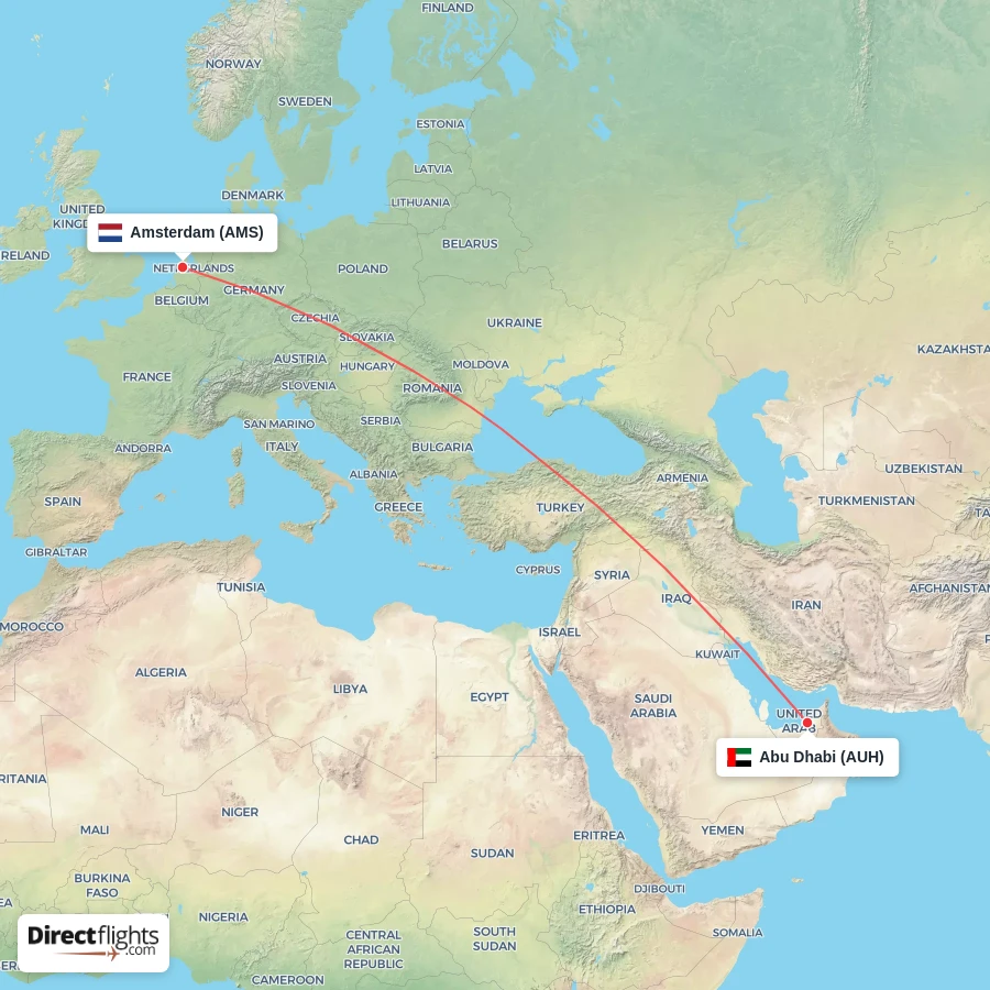 AMS - AUH route map
