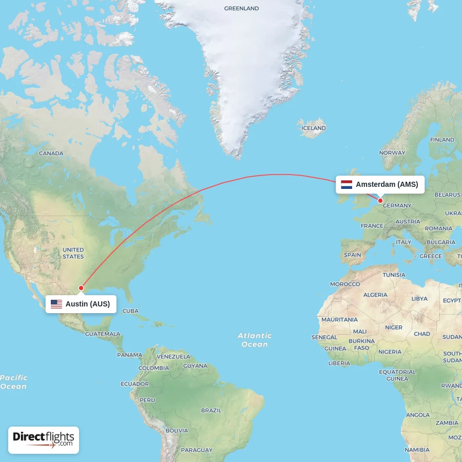 AMS - AUS route map