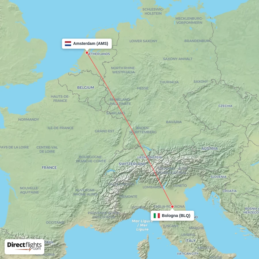 AMS - BLQ route map