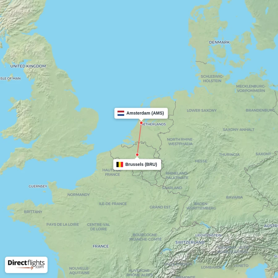 AMS - BRU route map