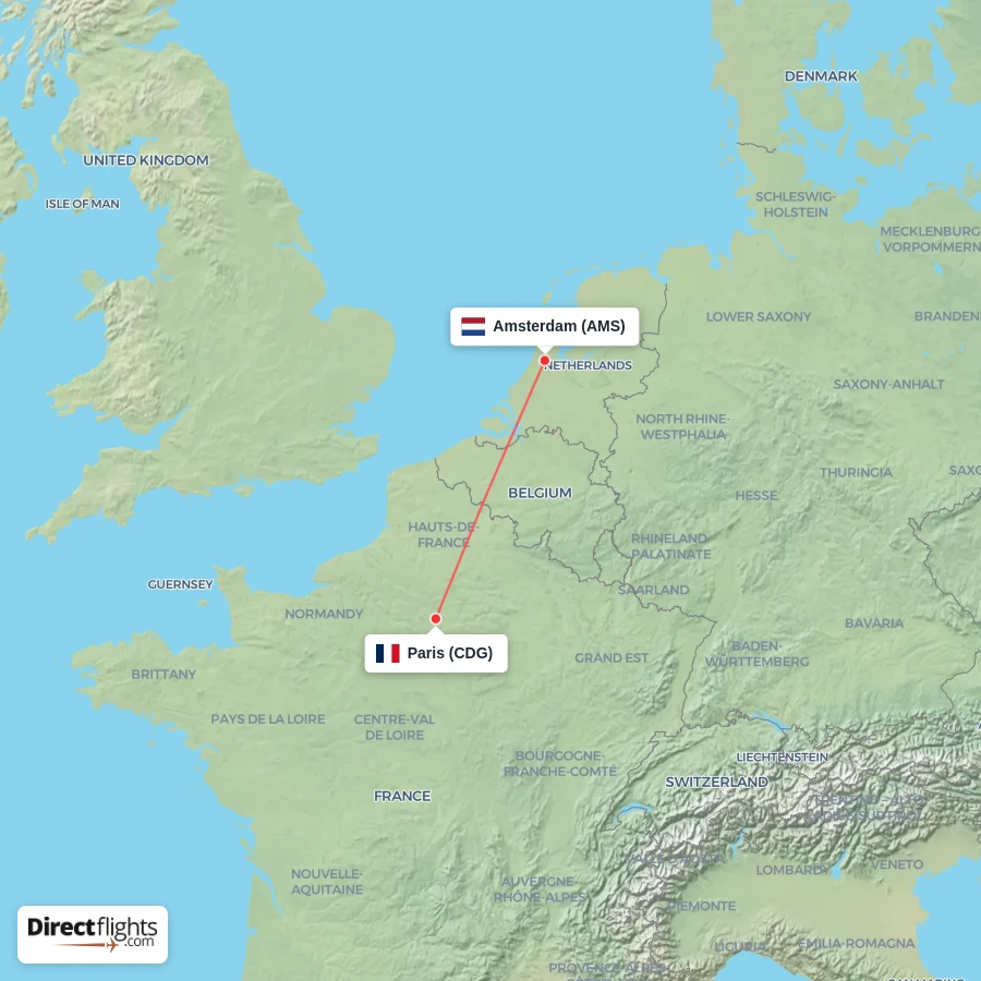 AMS - CDG route map