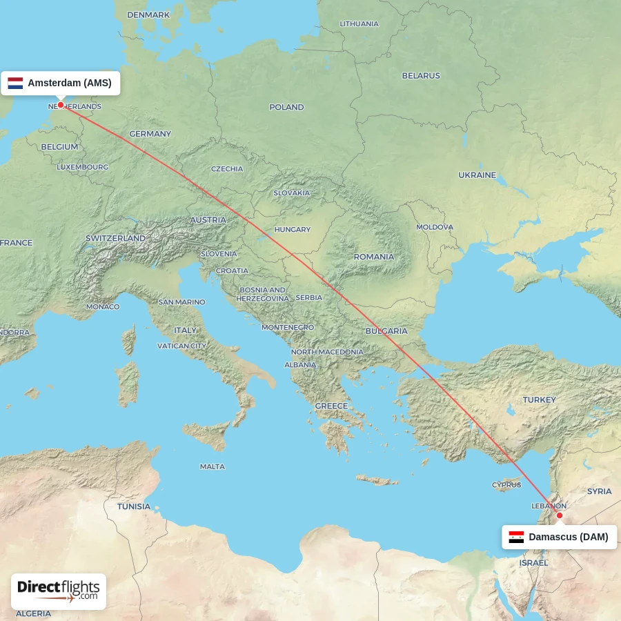 AMS - DAM route map