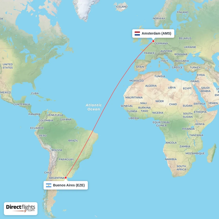 AMS - EZE route map