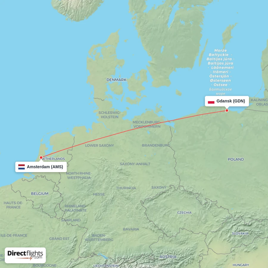 AMS - GDN route map