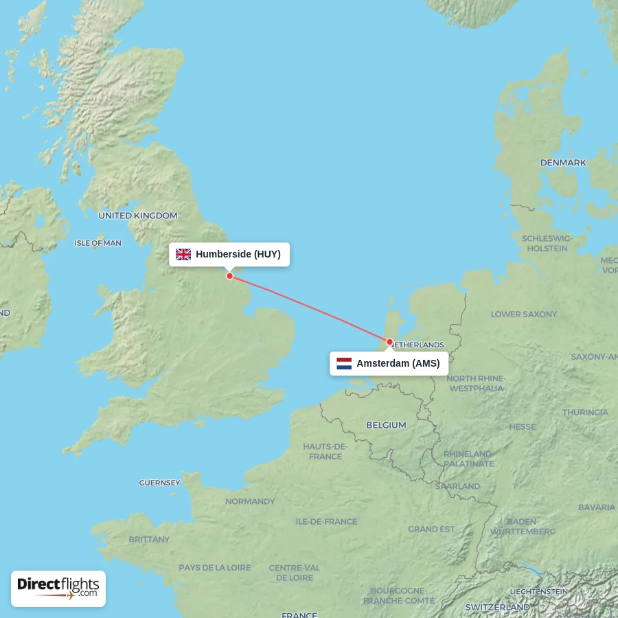 AMS - HUY route map